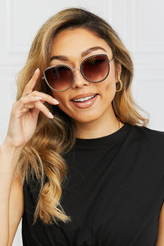 Full Rim Metal Frame Sunglasses in Camel or Black
