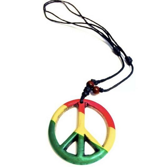 Rasta Peace Symbol Pendant Necklace