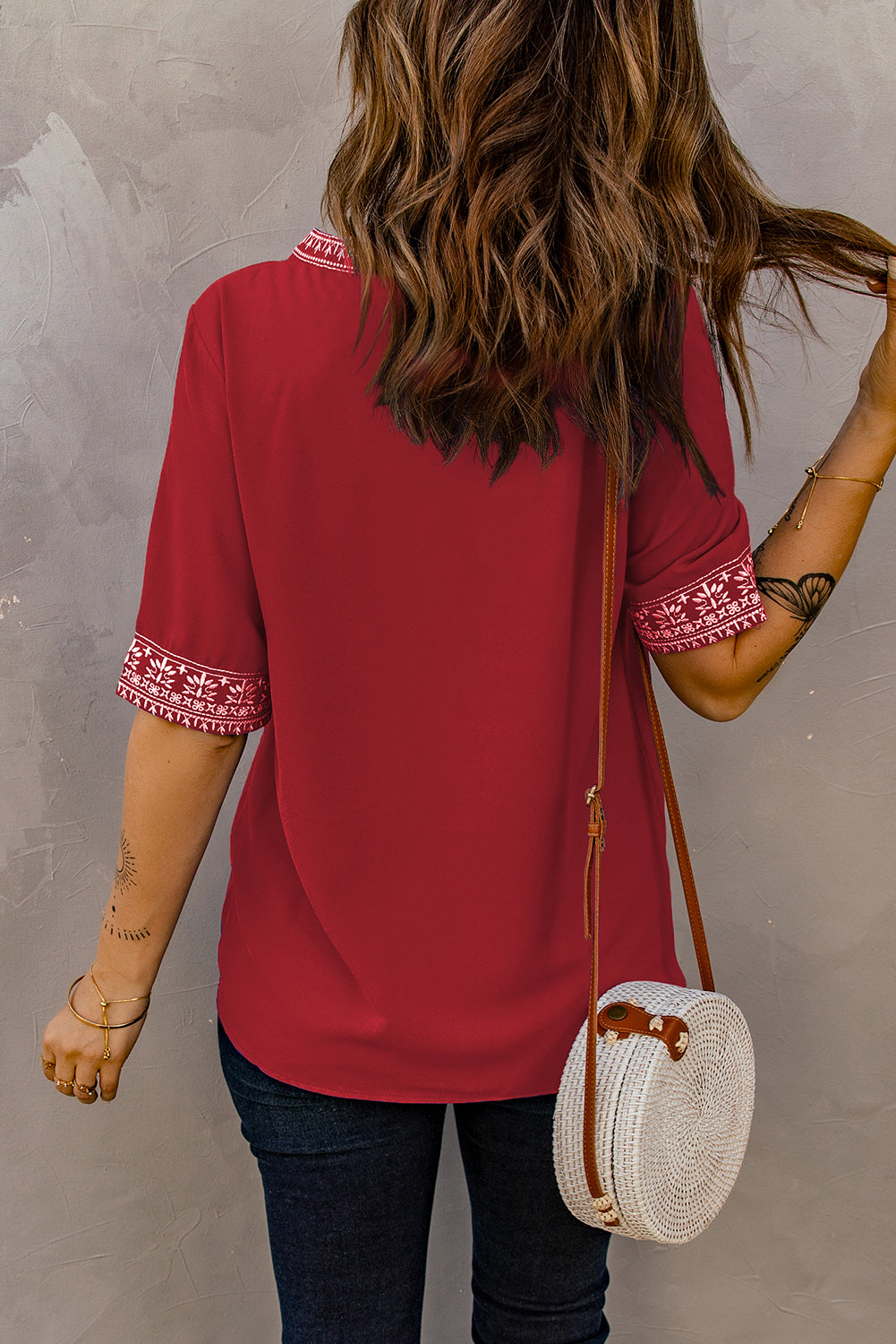 Bohemian Embroidered V-Neck Top