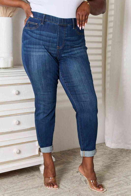 Judy Blue Full Size Dark Skinny Cropped Jeans
