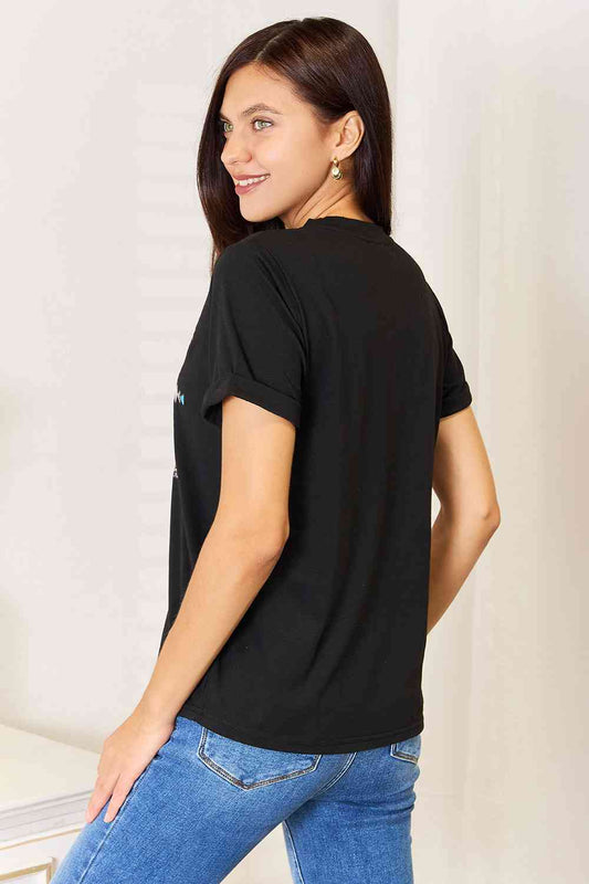 Simply Love Graphic Short Sleeve T-Shirt in Black