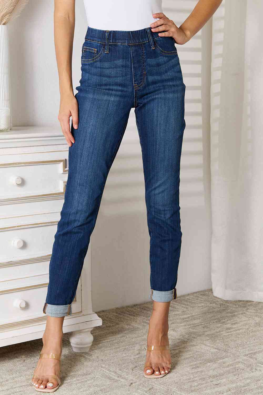 Judy Blue Full Size Dark Skinny Cropped Jeans