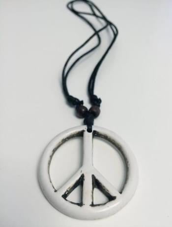 Peace Symbol Pendant Necklace White