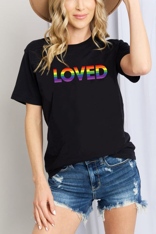 Simply Love “LOVED” Graphic 100% Cotton T-Shirt
