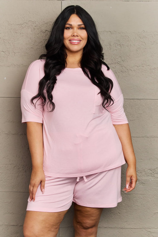 Zenana In The Moment Plus Size Lounge Set in Pink