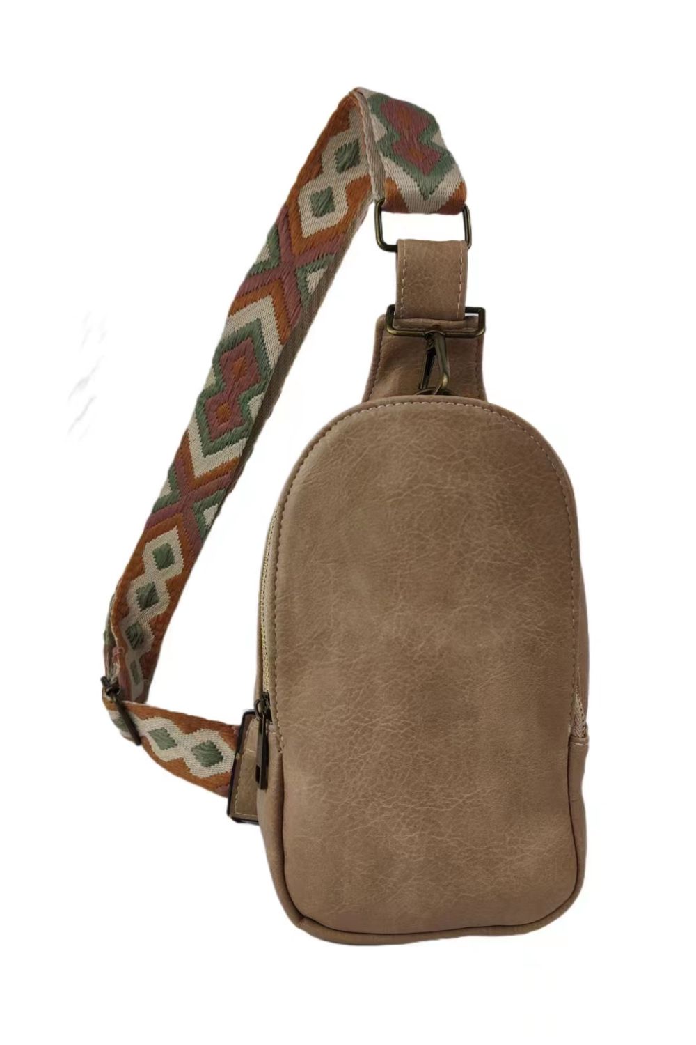 Random Pattern Adjustable Strap PU Vegan Leather Sling Bag