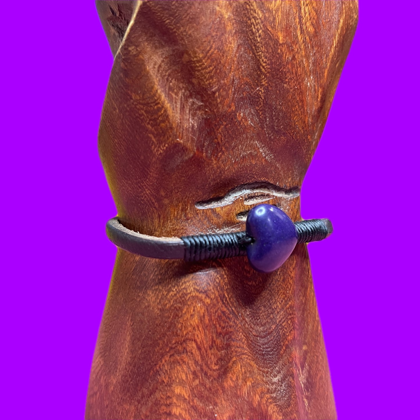 Heart Bracelet Purple Genuine Leather