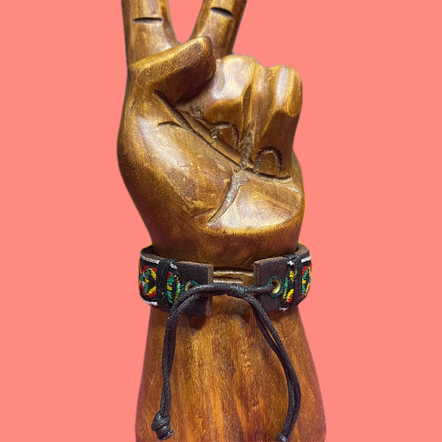 Rasta Bracelet Tribal Jamaica Leather Cloth Cuff