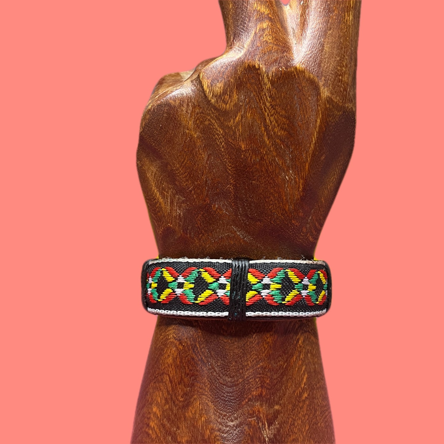 Rasta Bracelet Tribal Jamaica Leather Cloth Cuff